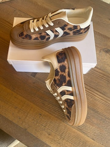 Grande Taille Baskets Femmes Compensées Imprimé léopard Cuir Mode Grande Taille Baskets Femmes Compensées Imprimé léopard Cuir Mode