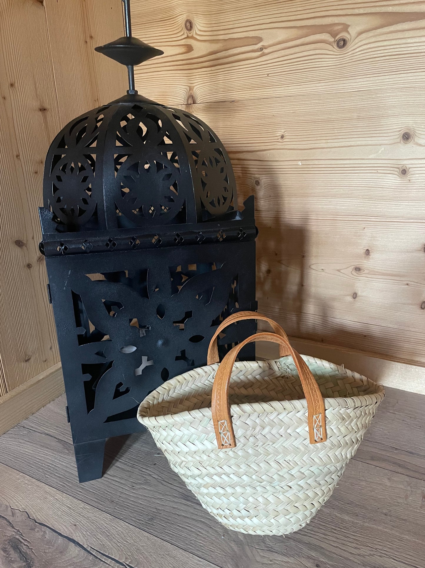 Panier « Baby » en palme et cuir