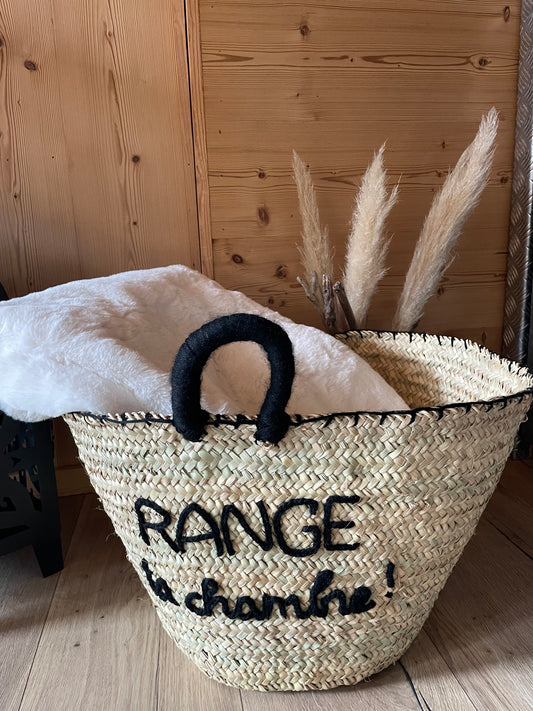 Panier de Rangement avec Inscription  « Range ta chambre » - Pratique et Stylé